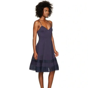 ZAC Zac Posen Navy Blue Fia Cross Back Fit and Flare Dress Size 4